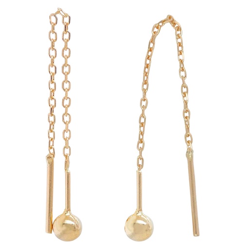 [5679] 3'5MM BALL AND CHAIN EARRINGS.