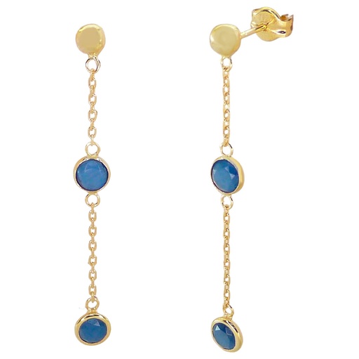 [5678Z] PENDIENTES CADENA Y BOCEL DE 5MM COLOR. ZAFIRO.40MM.