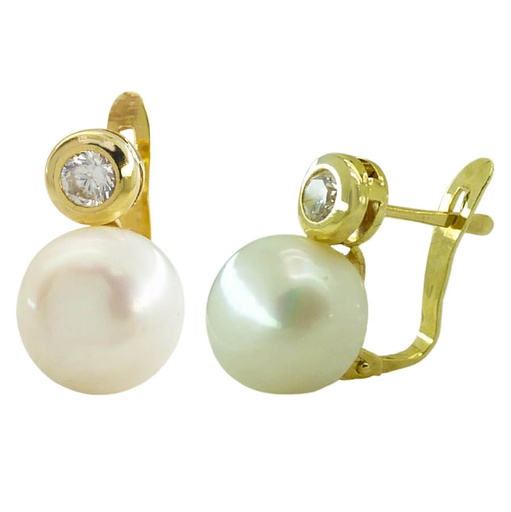 [2328] PENDIENTES CHATON 3MM Y PERLA BOTON 10MM.CATALAN Perla Cultivada