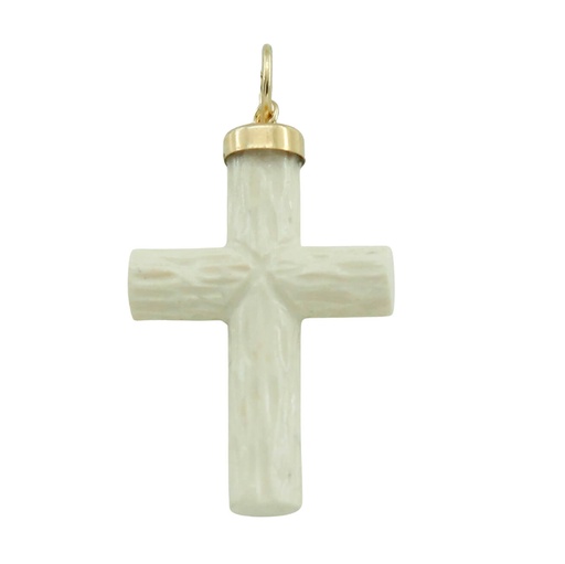 [6347M] 22x14MM IVORY COLOR CROSS PENDANT.