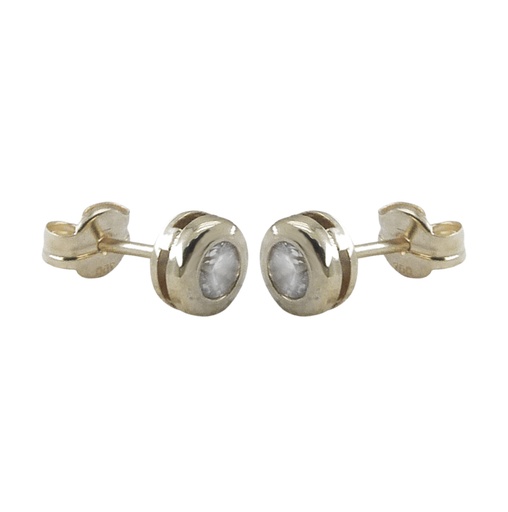 [1673B] PENDIENTES CHATON ORO BLANCO PIEDRA 3MM.PRESION