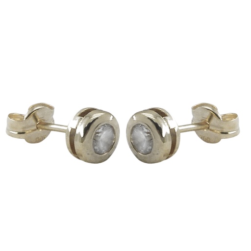 [1672/5B] PENDIENTES CHATON ORO BLANCO PIEDRA 5MM.PRESION