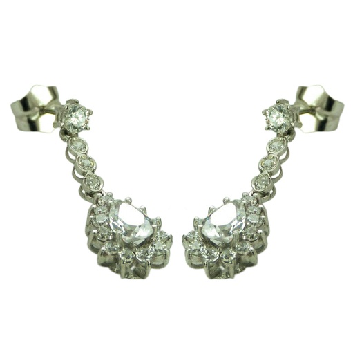 [9455] WHITE GOLD WEDDING EARRINGS WITH CZ.