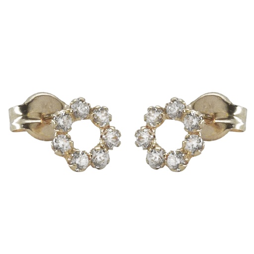 [5118B] WHITE GOLD CZ CIRCLE STUD EARRINGS.