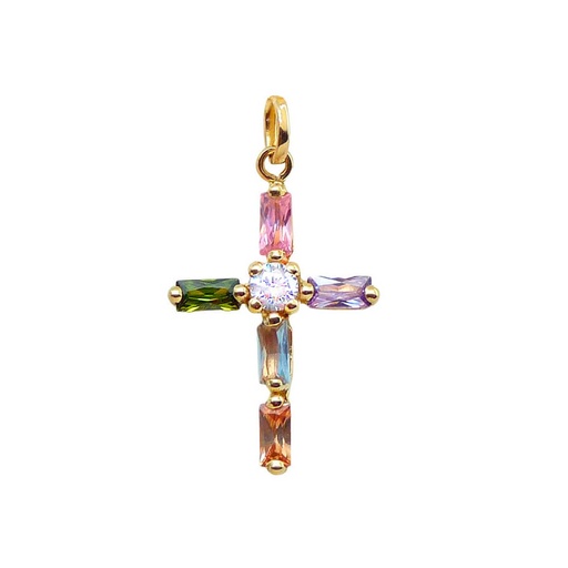 [5439] CRUZ CIRCONITAS MULTICOLOR 20MM