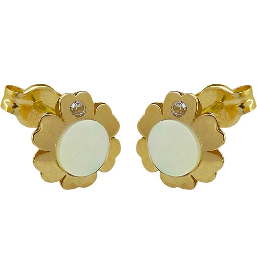 [5272] PENDIENTES COMUNION FLOR CON NACAR.PRESION