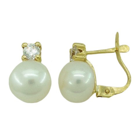 [2510] 7MM BUTTOM PEARL LEVERBACK EARRINGS.