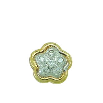 [3346/C] TWO TONE FLOWER PENDANT WITH CZ.8MM.