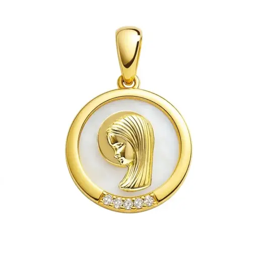 [4681] 13MM MOTHER OF PEARL VIRGIN MEDAL.