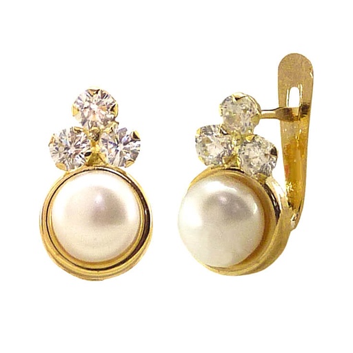 [7039/P] FRESHWATER PEARL AND CZ LEVERBACK EARRINGS.