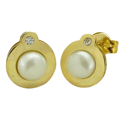 [5273] FRESHWATER PEARL ROUND STUD EARRINGS.