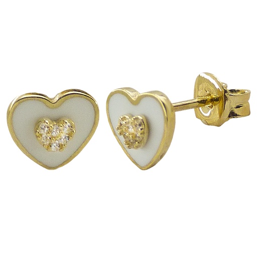 [5235] 8MM ENAMEL HEART STUD EARRINGS.