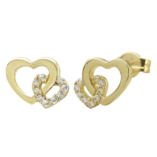 [5548] 8MM DOUBLE HEART STUD EARRINGS WITH CZ.