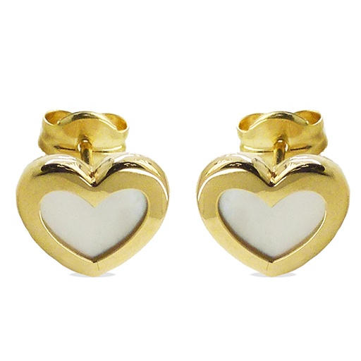 [4631P] 8MM MOTHER OF PEARL HEART STUD EARRINGS.