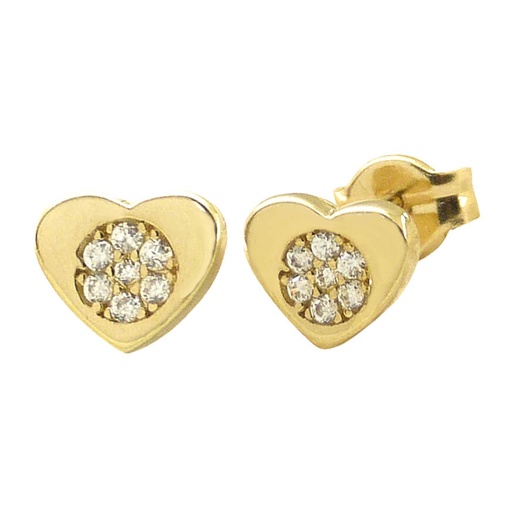 [5549] 8MM HEART STUD EARRINGS WITH CZ.