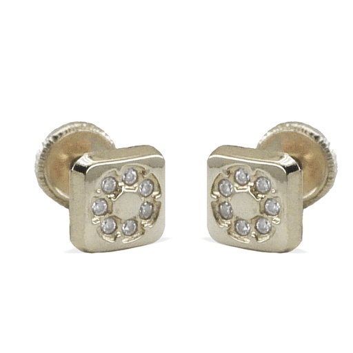 [3368B] PENDIENTES ORO BLANCO CUADRADOS .5.5 MM.TORNILLO