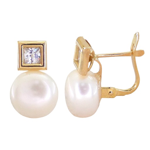 [2315] 10MM BUTTOM PEARL LEVERBACK EARRINGS.