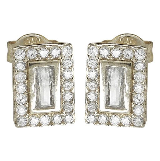 [5229B] WHITE GOLD SQUARE STUD EARRINGS.