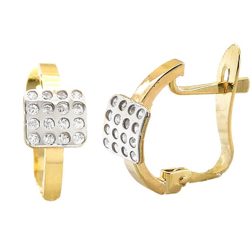 [5581] PENDIENTES BICOLOR CUADRADO CATALAN.12MM.