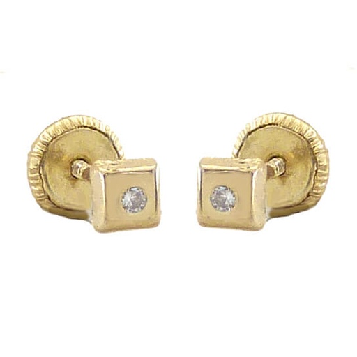 [8442] SQUARE STUD EARRINGS.SCREW BACK.