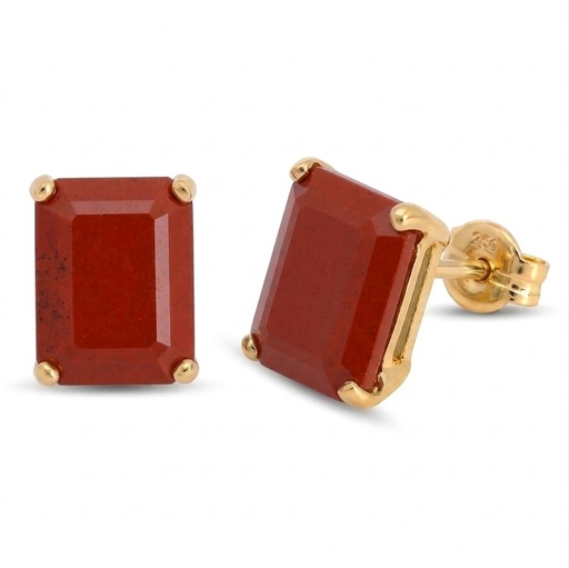 [5468R] 8X6MM RUBY COLOR QUARTZ EARRINGS