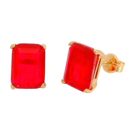 [5468R] 8X6MM RUBY COLOR QUARTZ EARRINGS