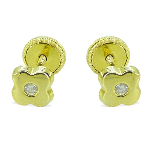 [3371] 5'5MM QUATREFOIL STUD EARRINGS.SCREW BACK.