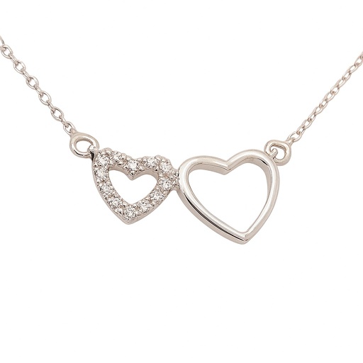 [B4069/0.03] GARGANTILLA DOBLE CORAZON 12MM CON BRILLANTES  12/0.03 H-SI