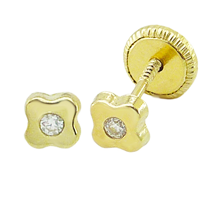 [8416] 3MM QUATREFOIL STUD EARRINGS.SCREW BACK.