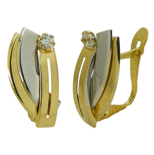 [5366] TWO TONE LEVERBACK EARRINGS.