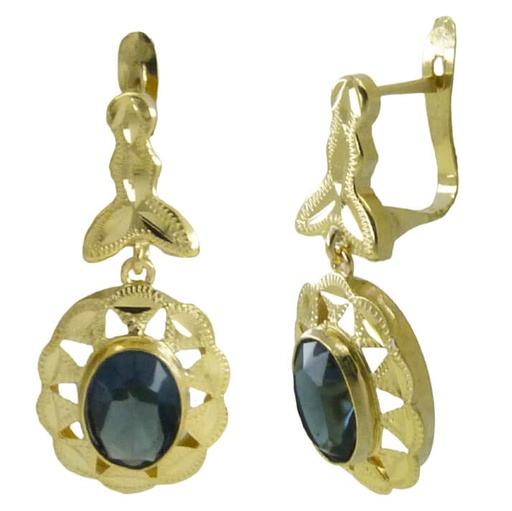 [7732M] PENDIENTES CUBANA PIEDRA DE 8x6MM  COLOR MONTANA.CATALAN