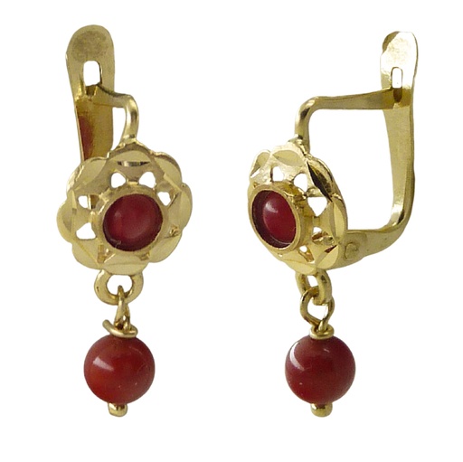 [9680C] PENDIENTES CUBANA BOLA COLOR CORAL.CATALAN