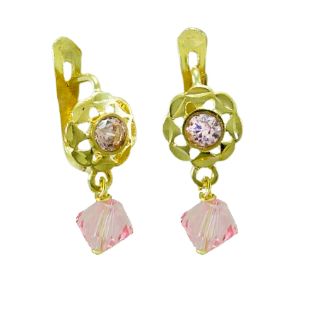 [9680/2R] PENDIENTES CUBANA CRISTAL COLOR ROSA.CATALAN