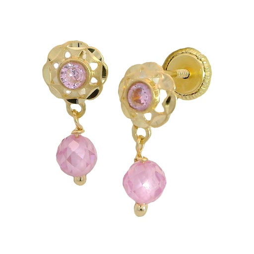 [9680/1R] PEND.CUBANA BOLA CRISTAL ROSA TORNILLO 15MM.