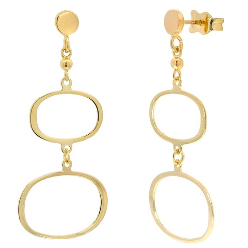 [5285] DOUBLE CIRCLE DROP EARRINGS.38MM.