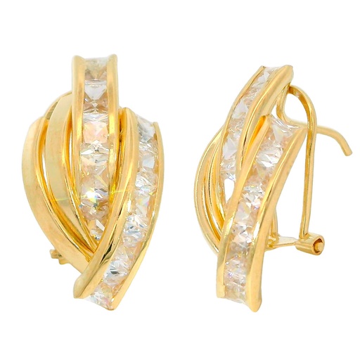 [3104] OMEGA BACK EARRINGS WITH CARRE CZ