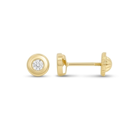 [1027] 4MM CZ BAZEL STUD EARRINGS.SCREW BACK.
