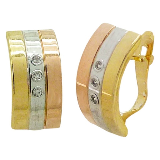 [3936C] TRI COLOR LEVERBACK EARRINGS WITH CZ.