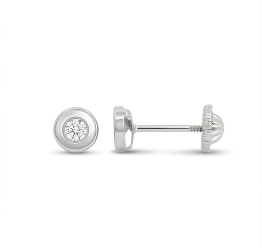 [1027B] PENDIENTES "DONUT" ORO BLANCO 4MM.CIRCONITA 2MM.ROSCA