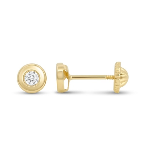 [1028] 4'5MM CZ BAZEL STUD EARRINGS.SCREW BACK