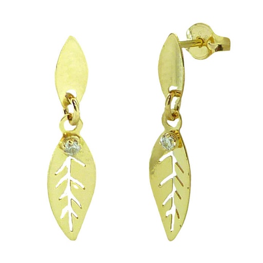 [5575] 20MM TWO LEAVES DANGLING EARRINGS.