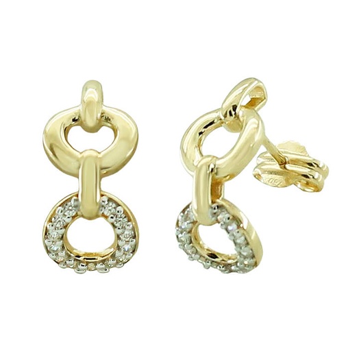 [5738] 17MM LINKS EARRINGS WITH CZ.