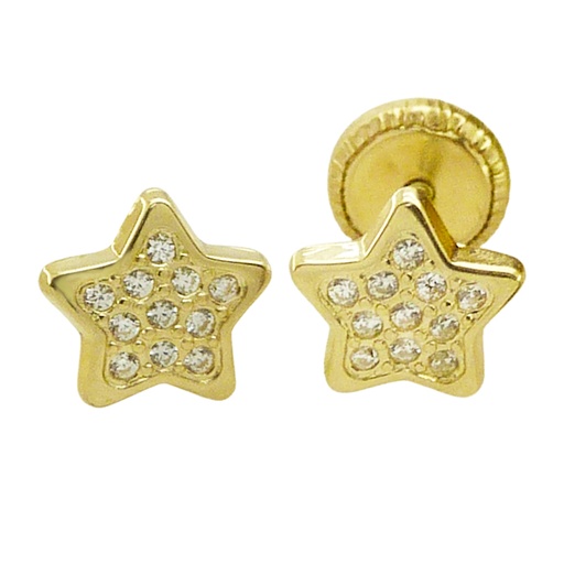 [4249] 6MM STAR STUD EARRINGS WITH CZ..SCREW BACK