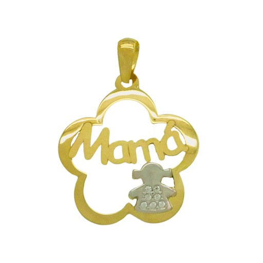 [3123] 20MM GIRL SILHOUETTE "MUM"PENDANT.