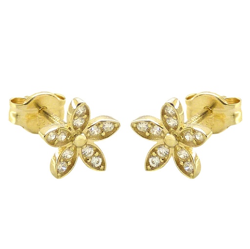 [5544] 8MM FLOWER STUD EARRINGS WITH CZ.