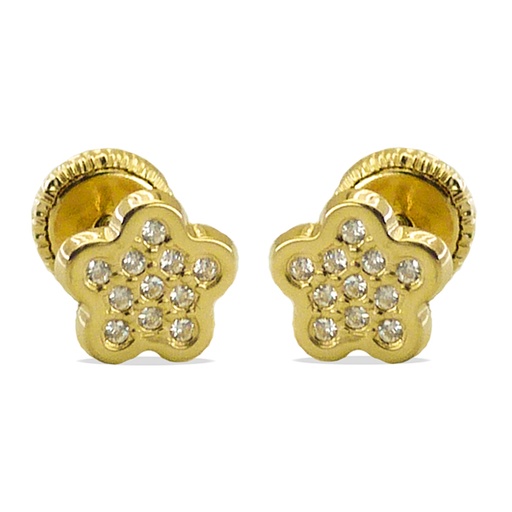 [3075] 5MM FLOWER STUD EARRINGS WITH CZ.