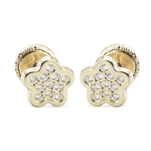 [3075B] 8MM WHITE GOLD STUD EARRINGS WITH CZ.