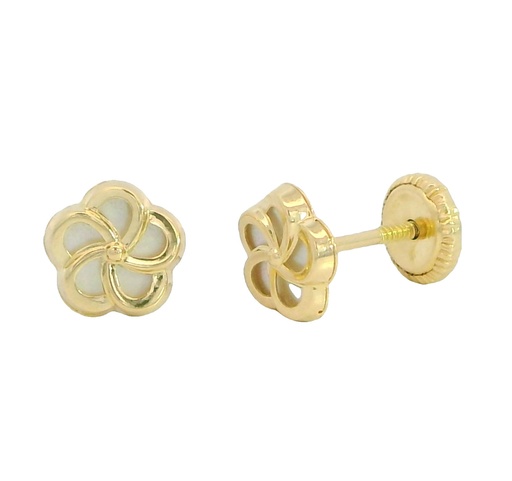 [3956] 6MM FLOWER STUD EARRINGS WITH MOTHER OF PEARL.