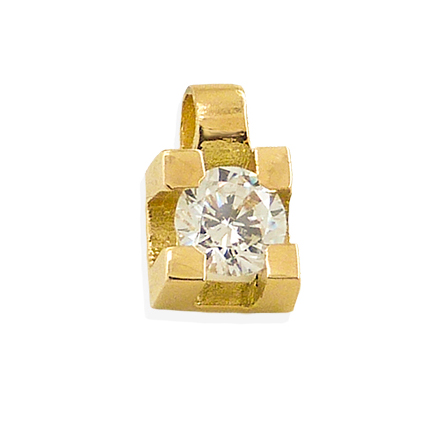 [1109C] 4X4MM CZ SQUARE CLAW PENDANT.