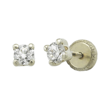 [4347/3B] GARRAS CIRCONITA 2'5x2'5MM EN ORO BLANCO.ROSCA.